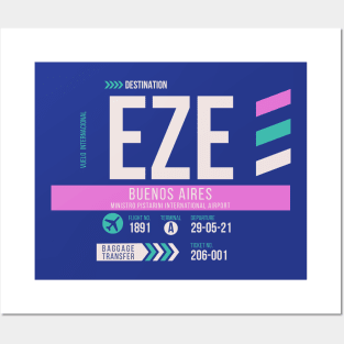 Buenos Aires (EZE) Airport Code Baggage Tag Posters and Art